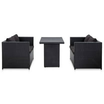 vidaXL 3 Piece Patio Lounge Set with Cushions Poly Rattan Black