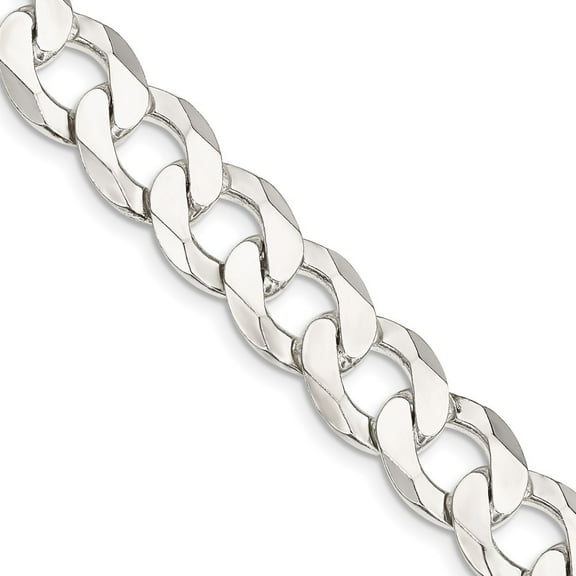 Auriga 925 Sterling Silver 11.75 mm Flat Curb Chain Necklace for Mens 20"