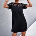thumbnail image 4 of Babysbule Skirt for Women Plus Size Fashion Women Casual Solid Color Round Neck Lace Stitching Short Sleeve Dress Skirt, 4 of 7
