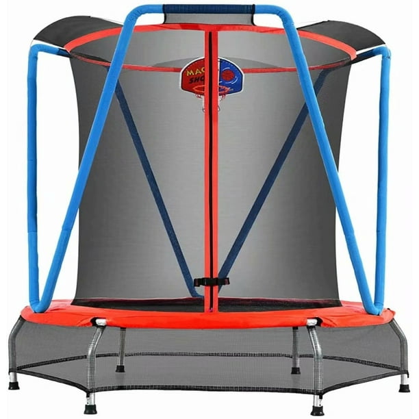 Zupapa Trampoline for Kids with Enclosure Net Basketball Hoop Toddlers Mini Small Trampolines