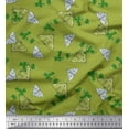 thumbnail image 1 of Soimoi Green Cotton Cambric Fabric Leaves & Moth Insects Printed Fabric 1 Yard 42 Inch Wide, 1 of 1