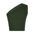 thumbnail image 5 of Wycnly Summer Tank Tops Plain Slash Neck Sleeveless T Shirts for Women Ladies Solid One Shoulder Knitted Ribbed Cropped Tops Vest Army Green s, 5 of 5