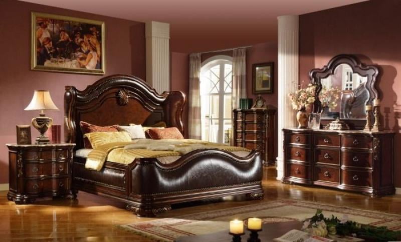 Mcferran B3000 Traditional Imperial Leather California King Size Bedroom Set 3pc Walmart Com