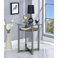 thumbnail image 4 of ACME Janette End Table, Weathered Oak, Black Nickel & Clear Glass-Color:Weathered Oak,Quantity:1,Style:Contemporary, 4 of 4