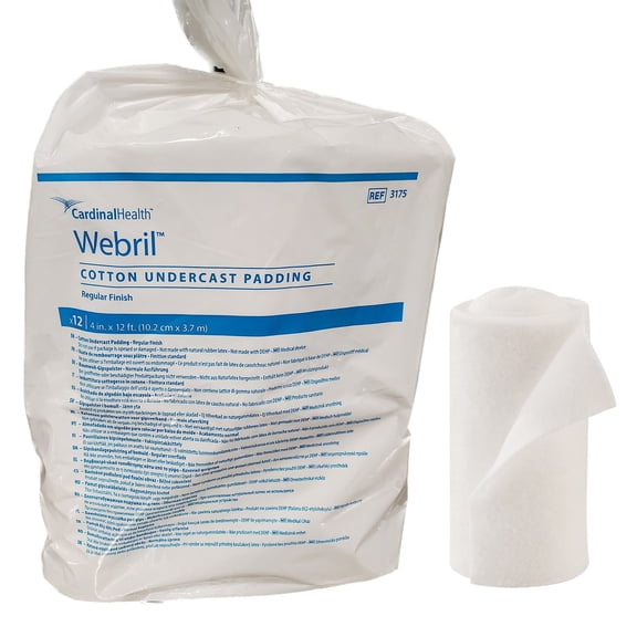 Webril Cast Padding 4" x 4 yard Cotton White 3175-, 72 Ct