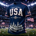 thumbnail image 2 of Mens USA Soccer Jersey Crew Neck Football Graphic Tees Breathable Fan Wear Summer Shirts Navy S, 2 of 4