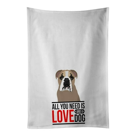 

English Bulldog Lilac Tricolor White Kitchen Towel Set of 2 19 in x 28 in