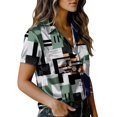 thumbnail image 6 of QASIEATN Women's Retro Shirt Women's Satin Printed Short Sleeved Shirt Vacation Style Shirt, 6 of 7