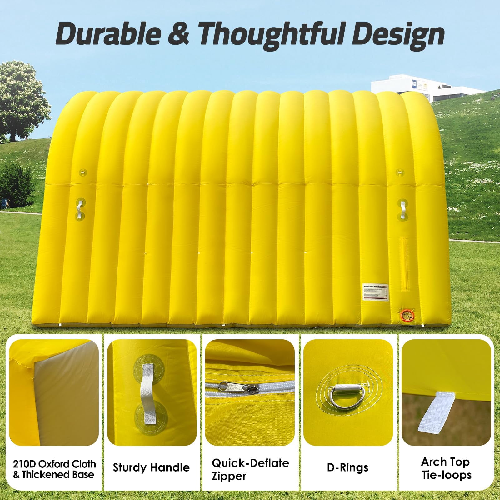 Inflatable Sports Tunnel Entrance 16x10x10FT Yellow, Built-in Blower – Event Inflatable Tunnel Tent for Team Intros, Business Promotion, Trade Shows, Advertising & Exhibitions