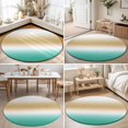 thumbnail image 4 of Round Rugs 4Ft, Beige Teal Ombre Round Area Rug Washable Indoor Throw Carpet, Turquoise Farmhouse Aesthetic Gradient Soft Non Slip Circle Rug for Kitchen Nursery Room Home Decor Aesthetic, 4 of 8