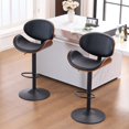 thumbnail image 3 of Kidol & Shellder Black Swivel Barstool Adjustable Bentwood Bar Stool Kitchen Island Counter Stool with Faux Leather Upholstery, Backrest & Footrest, Ideal for Breakfast Bars, Dining Rooms, 3 of 7
