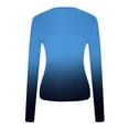 thumbnail image 5 of Luxalzxs Women's Fashion Casual Long Sleeve Gradient Color Round Neck T-Shirt Basic Y2K Tight Slim Fit Workout Yoga Shirt, 5 of 5