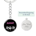 thumbnail image 2 of Bobtail Cat Mom Keychain Stainless Steel or 18k Gold Circle Pendant, 2 of 16