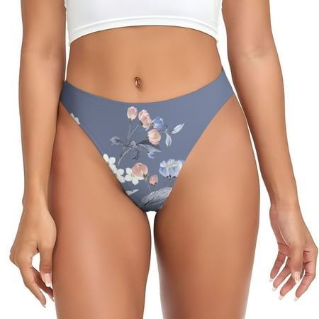 Thongs for Women - Watercolor Flowers Butterfly No Show Seamless Womens Thongs Underwear  Stretch G String Thongs for Women  Ladies Breathable Thong Bikini Panties Briefs