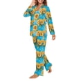 thumbnail image 2 of SCRAWLGOD Sunflower Button Up Pajamas for Women Long Sleeve Pj Woman Pjs with Pockets V Neck Sleepwear Sets for Women Elastic Two Piece Lounge Size 3XL, 2 of 7