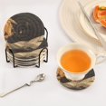 thumbnail image 3 of Yayeee 6 PCS Drink Coasters with Holder Set Woven Absorbent Round Tabletop Hot Pad, Retro Halloween Cat, 3 of 7