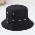 thumbnail image 4 of 1 sombrero de pescador de doble cara con protección solar para exteriores, con protección UV, elegante sombrero de cubo con cordones para verano, para playa, para mujer (negro), 4 of 5