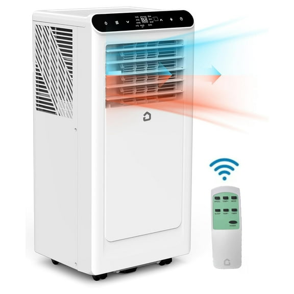 Garvee 10000 BTU Air Conditioner with Heater, 4-in-1 Small AC Unit W/Remote Control & Window Kits for Room up to 450 Sq.ft, White
