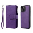 thumbnail image 3 of Allytech Detachable Wallet Case for Apple iPhone 15 Plus, Vintage PU Leather Folio Flip Wallet Case Multiple Cards Slots Kickstand Shockproof Protective Phone Case for iPhone 15 Plus - Purple, 3 of 17