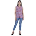 thumbnail image 5 of Moomaya Womens Sleeveless Shirt Button Down Top Printed Casual Summer Sheer Blouse, 5 of 9