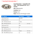 thumbnail image 2 of Front Brake Rotor - Compatible with 1985 - 1990 Plymouth Colt 1.5L 4-Cylinder - AC Delco, 2 of 2