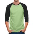 thumbnail image 5 of Gaukiv Men's Three Quarter Sleeve Shirts Color Block Raglan Crew Neck Shirts Contrast Sleeve Baseball Tops Light Green S, 5 of 7