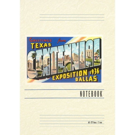 Vintage Lined Notebook Greetings from Texas Centennial, 1936, (Paperback)
