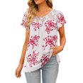 thumbnail image 4 of IROINNID Women's Loose Lace Fashion Printed T-shirt Short Sleeves Blouse Round-Neck Tops Spring, 4 of 7