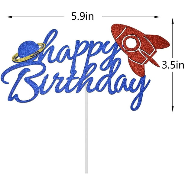 Personalized Wood Rocket Cake Topper for Children's Birthday