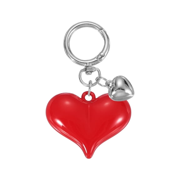 Uxcell Cute Heart Keychain for Women, Resin Heart Purse Charm Bag Charm Accessories for Handbag Car Purse Backpack Wallet Pendant, Peach Red