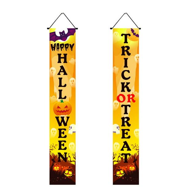 Halloween Porch Sign Front Door Sign Scary Hanging Banner Sign for ...