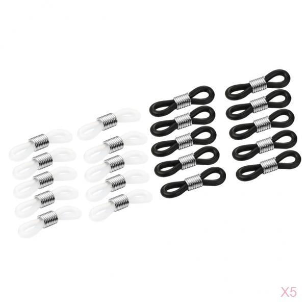 White, Black, Gold 100 Pcs Anti-slip Rubber Connector and Holder for Glasses Adjustable Eyeglass Chain