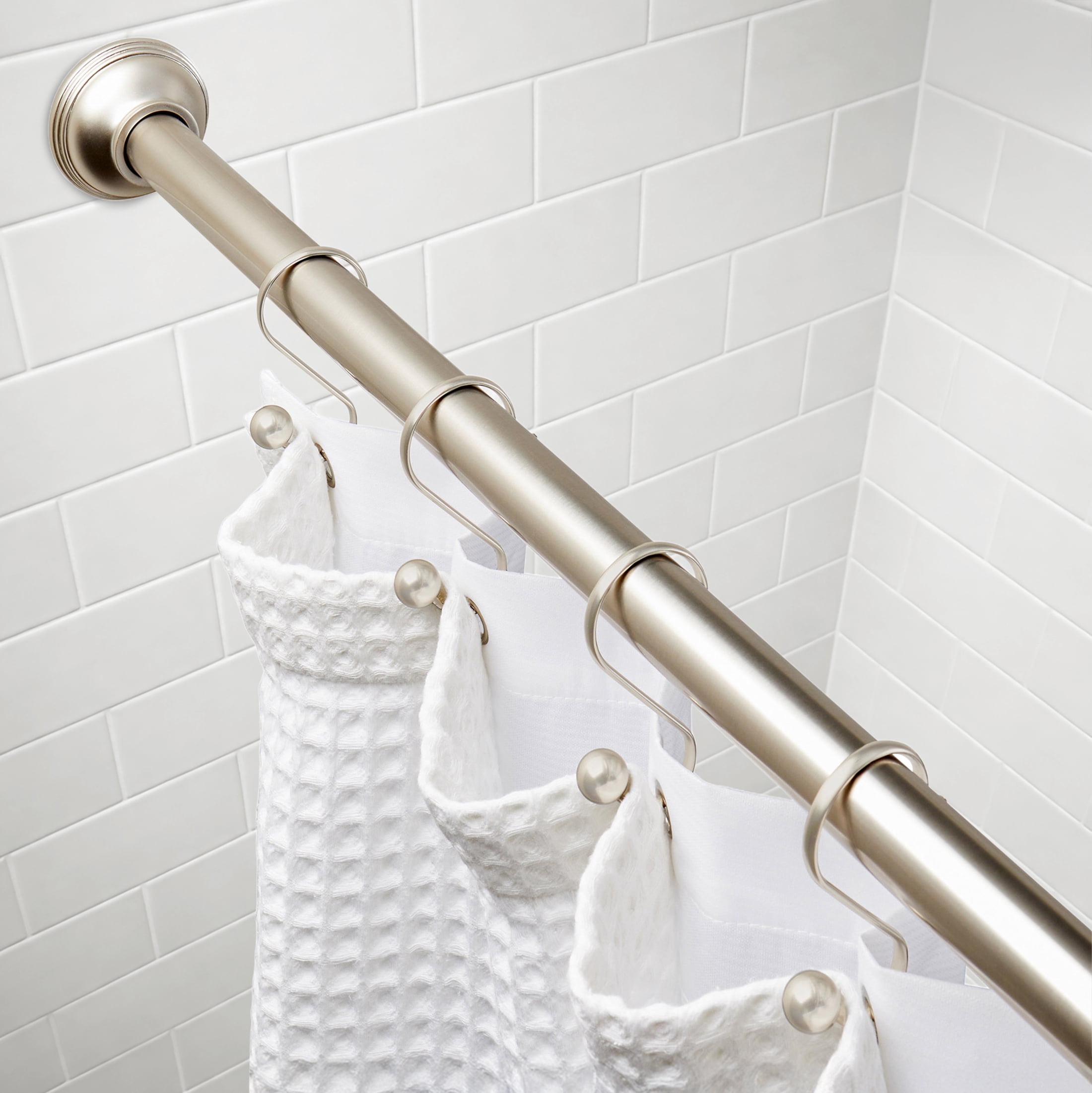 Better Homes & Gardens Rustproof Traditional Adjustable Tension Shower Curtain Rod, No Drill