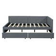 thumbnail image 4 of Full Size Daybed with 2 Storage Drawers, Upholstered Corner Bed with Storage, Modern L-Shape Daybed Sofa Bed Fram, Linen Fabric, No Box Spring Needed, Grey, 4 of 9