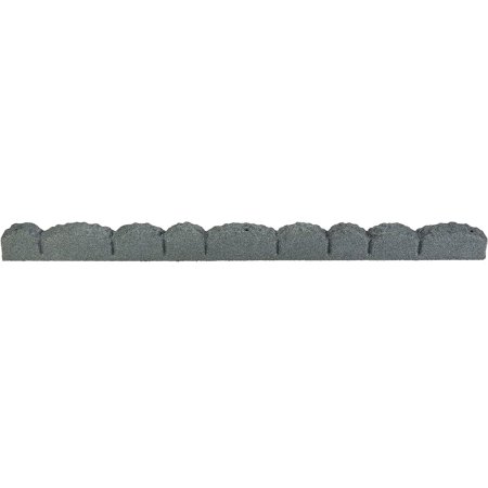 Rubberific 4' Rubber Cobblestone Flexible No Dig Landscape Mulch Border Edging with Anchoring Spikes for Lawns, Gardens, and Flower Beds (Gray)