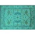 thumbnail image 1 of Ahgly Company Machine Washable Indoor Rectangle Oriental Turquoise Blue Industrial Area Rugs, 5' x 7', 1 of 4