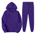 thumbnail image 4 of Valora Women Fashion Outfit Casual Hooded Tracksuit with Letter Print Drawstring Jogger Pants for Daily and Travel Comfortable Athletic Wear Outfit for Women Dark Purple M, 4 of 4