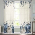 thumbnail image 2 of Thanksgiving Fall Sheer Curtains 84 Inches Long 2 Panels Set, Window Sheer Curtains for Living Room/Bedroom, Eucalyptus Blue White Harvest Pumpkin Light Filtering Rod Pocket Curtain 52'' x 84'' x 2, 2 of 7