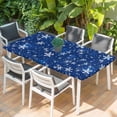 thumbnail image 2 of Blue Snowflake Christmas Table Cloths for 3 Foot Rectangle Tables, Winter Xmas Snowflake Patio Waterproof Elastic Fitted Tablecloths, Washable Rectangular Table Cover for Camping, 2 of 8
