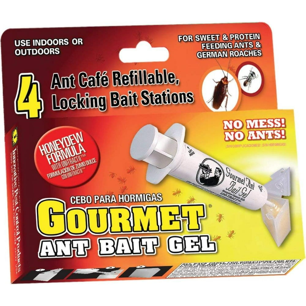 Gourmet Ant Bait Gel Kit with 4 Refillable Ant Cafe Bait Stations, A