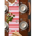thumbnail image 2 of Red Pink Striped Table Runner 60 Inches, Farmhouse Stripes Simple Art Bed Runner Dresser Scarves Tabletop for Indoor Outdoor Parties/Ceremony/Banquet, 13" x 60", 2 of 8