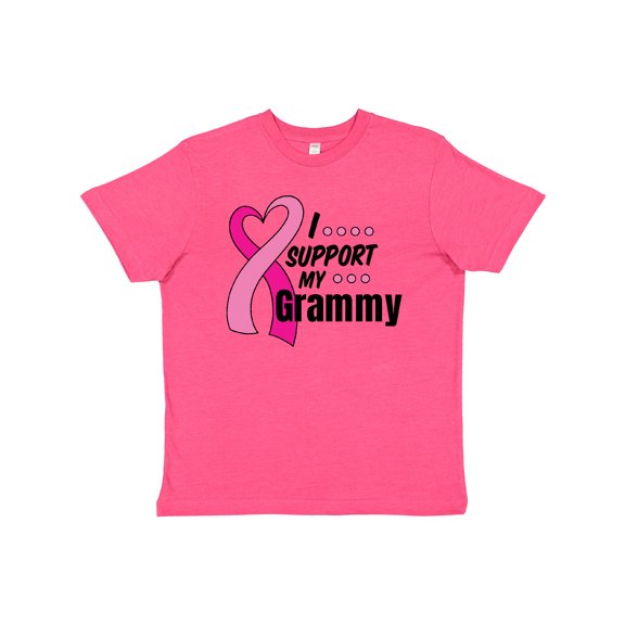 Inktastic Breast Cancer Awareness I Support My Grammy with Pink Ribbon Youth T-Shirt