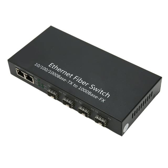 Interrupteur Fibre Ethernet SFP, jusqu'à 120km, 4 Ports Optiques, 2 Ports Électriques, Transceiver Fibre Ethernet 10/100/1000M, avec Indicateurs LED, Plug and Play, Métal