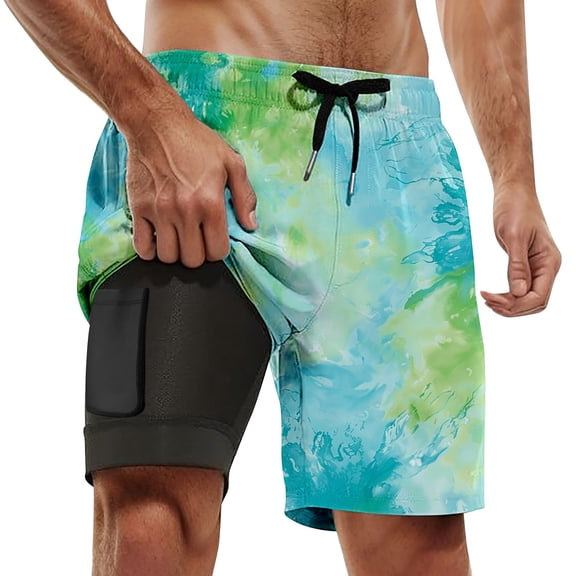 Kcolen Swim Trunks for Men Gradient Board Shorts Men's Light Funny Mens Swim Trunks Compression Liner Summer Beach Swimming Shorts for Men