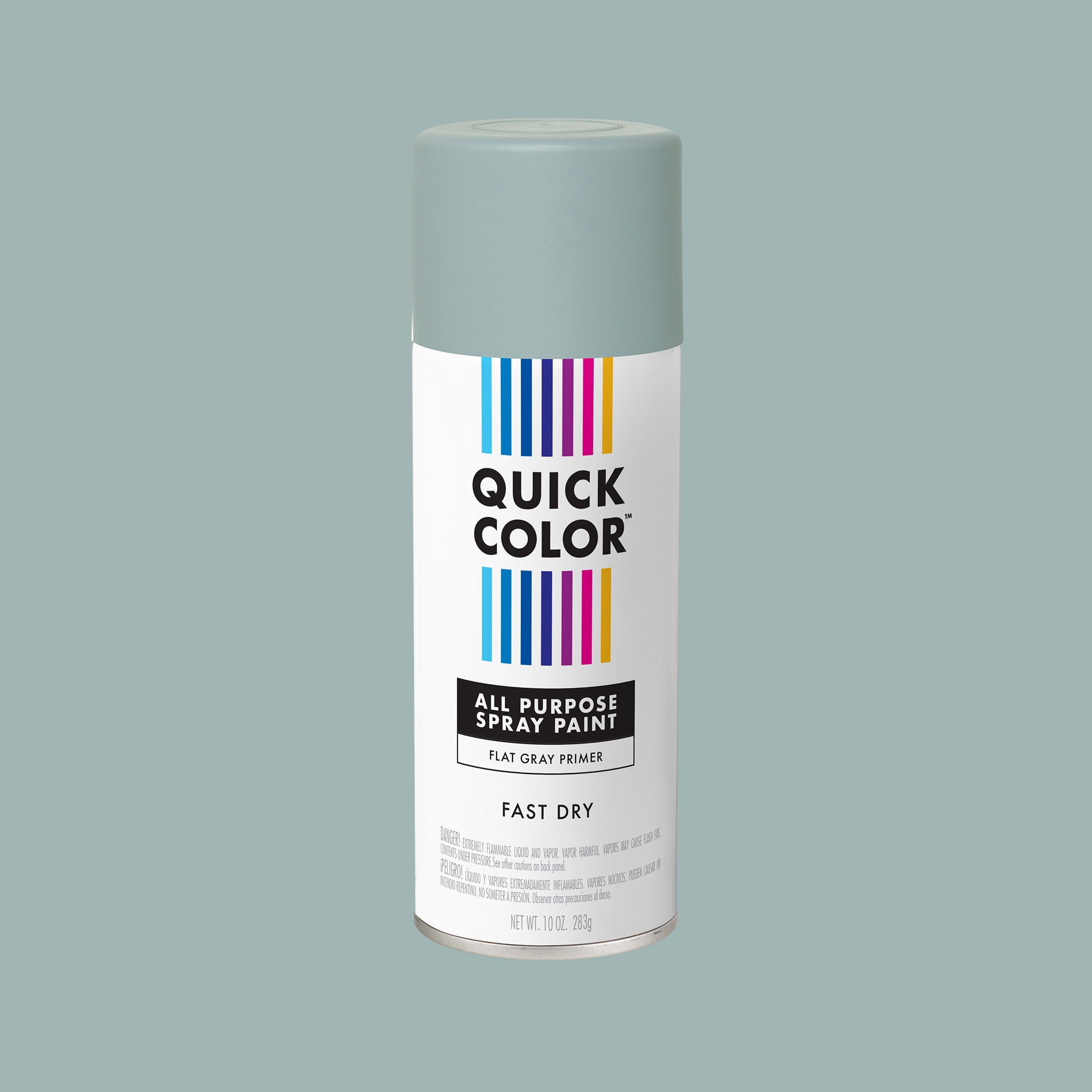 (2 pack) Gray, Quick Color All Purpose Flat Spray Paint Primer-390617, 10 oz