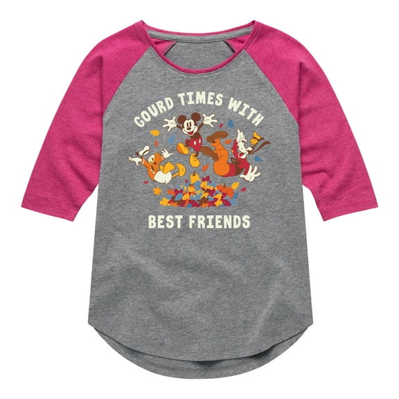 Mickey & Friends - Gourd Times With Best Friends - Toddler and Youth Girls Raglan Graphic T-Shirt