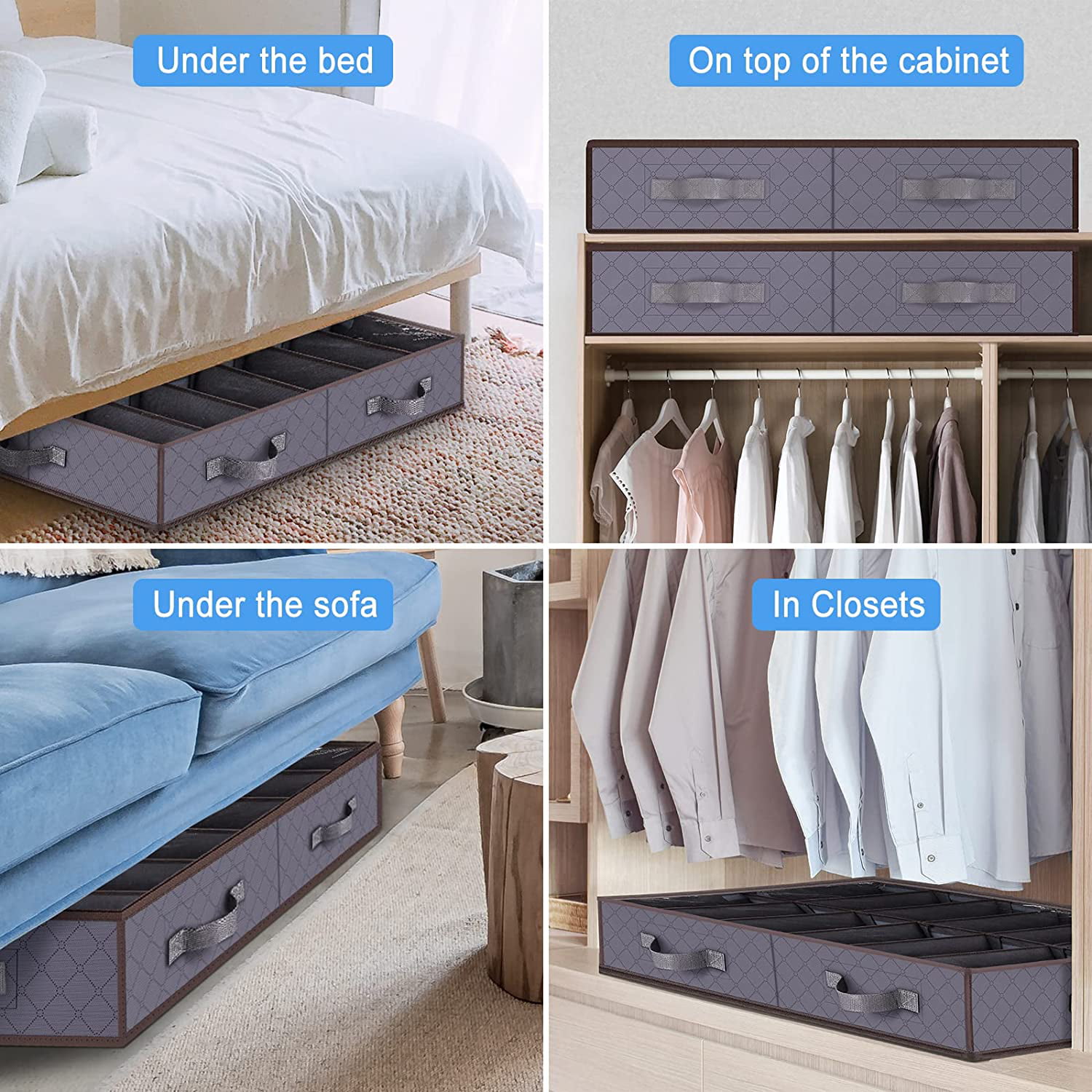 Details about   Anyoneer Under Bed Shoe Storage Sturdy Handles,Stainless Ste drawer organizers 