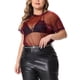 thumbnail image 4 of Blusa de fiesta para mujer de tallas grandes Agnes Orinda, transparente de malla holográfica, 3X, negra y roja, 4 of 6