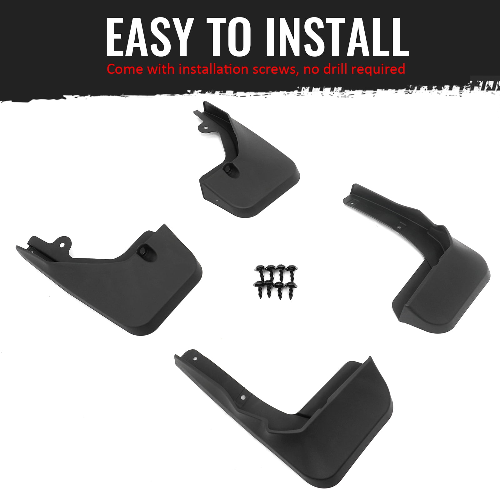 Ikon Motorsports 4PCS Front Rear Mud Flaps Wheel Arch Splash Guards MudFlaps For 2016-2019 Lexus RX350 RX450h, Black PP Polypropylene PU060-4801T-P1