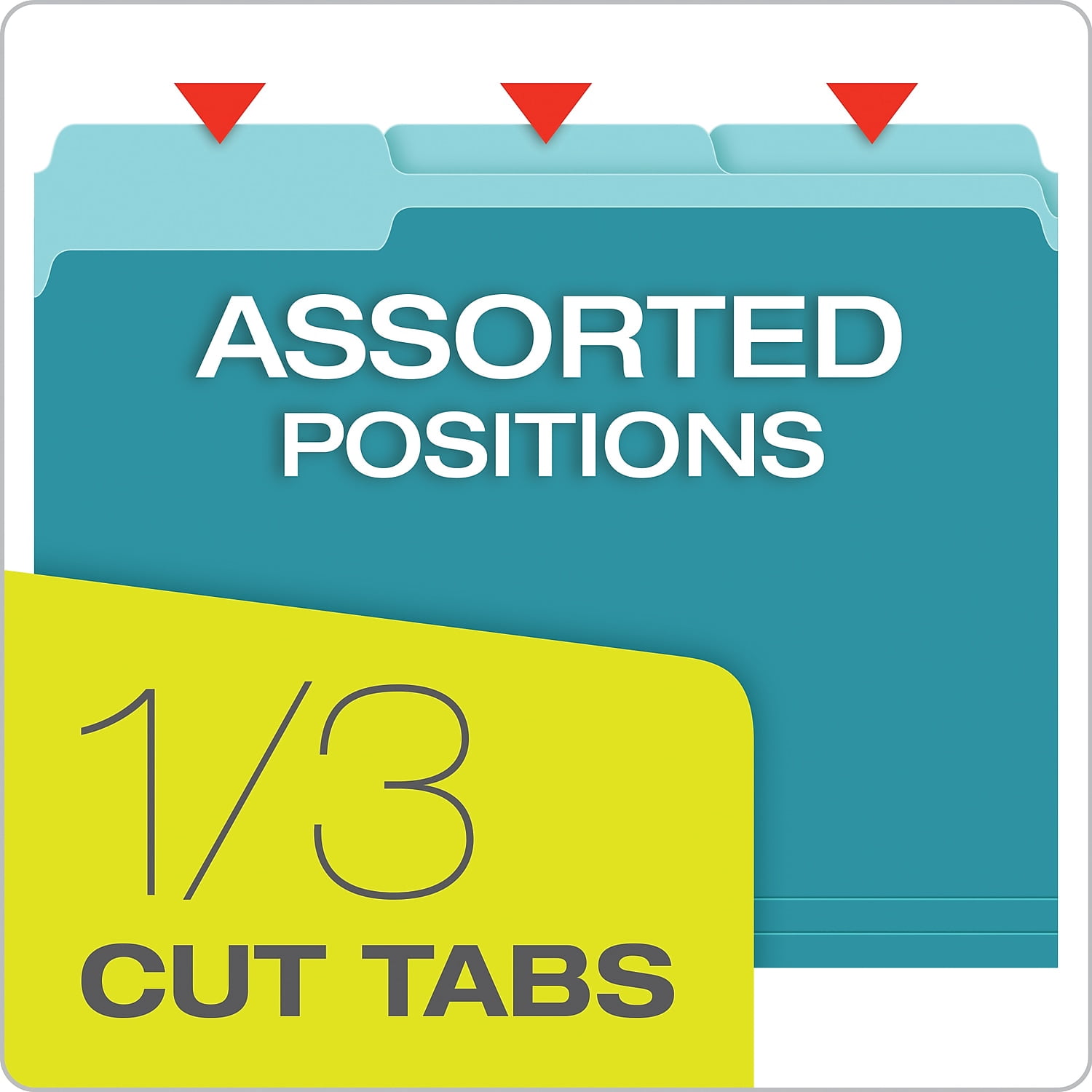 Pendaflex Interior File Folders 1/3 Cut Top Tab Letter Aqua 100/Box 421013AQU